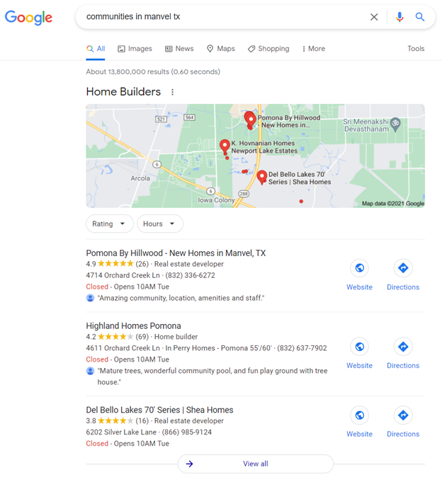 Google My Business Local Pack