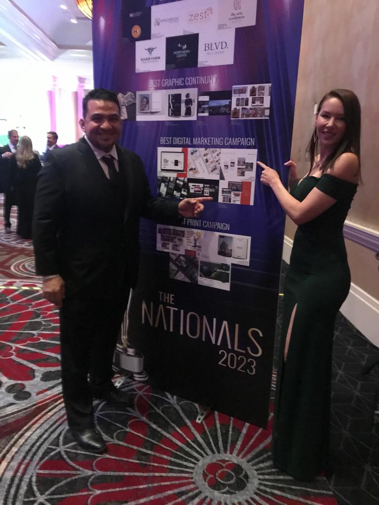 Robert Cowes pointing to Best Digital Marketing Campaign nomination at IBS 2023 Nationals